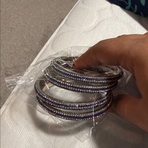 Elegant Blue and Silver Bangle Set